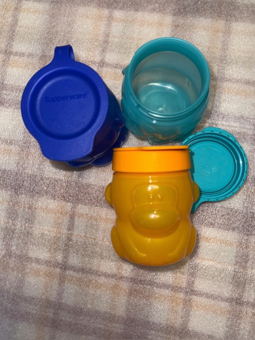Tupperware Colorful Stacking Snack Pods in Blue, Teal & Yellow